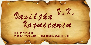 Vasiljka Kozničanin vizit kartica